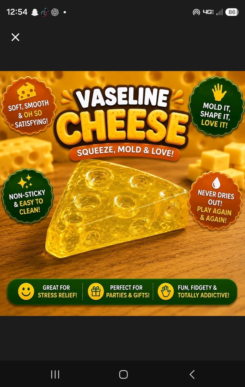 Vaseline Cheese Squeeze Mold Yellow Plastic Stress Relief Toy